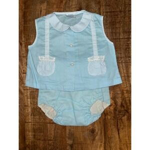 Vintage Cradle Togs Blue Cotton 2 Piece Bloomer Set  Size M